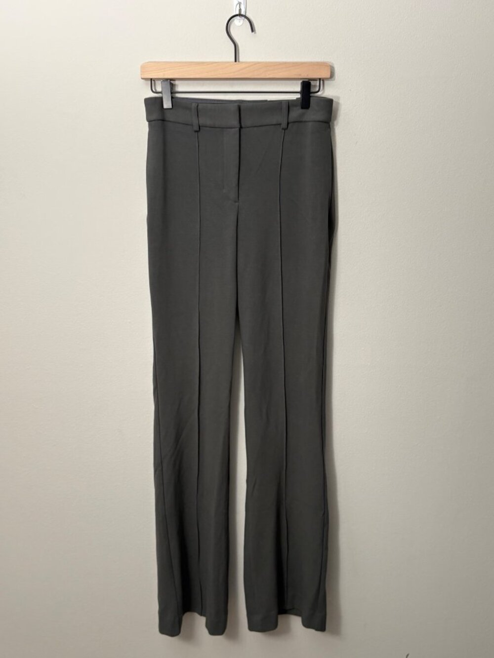 NEW Express Flare High-Rise Grey Twill Woven Business Casual Pants Front Seam 4P